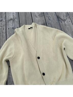 Zara Mens Cream Yellow Button Up Knit Cardigan Sweater